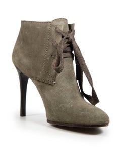 Burberry Green Suede High Heel Ankle Boots Size IT 36.5