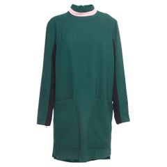 Used Burberry Green Wool Blend Midi Dress 2XL