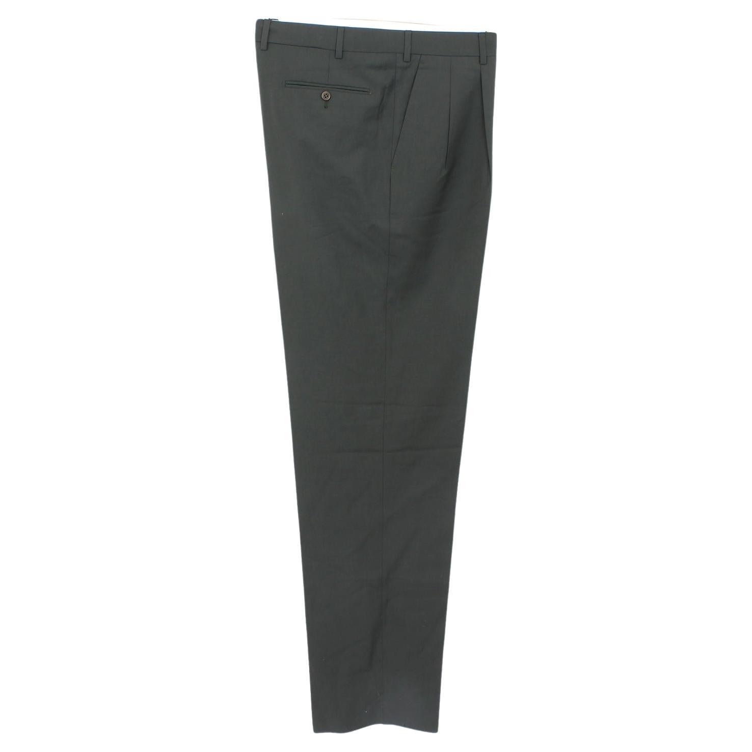 Burberry Green Wool Classic Trousers Vintage 1990s For Sale