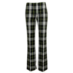Burberry Green Wool Nova Check High Waist Trousers 1990s
