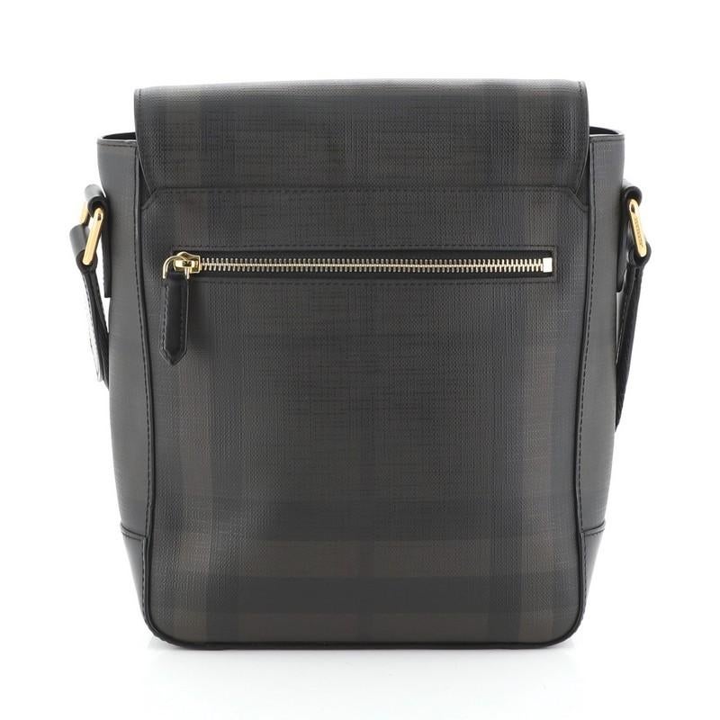 Black Burberry Greenford Crossbody Bag Smoked Check Coated Canvas