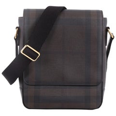 Burberry Greenford Crossbody Bag Smoked Check Coated Canvas