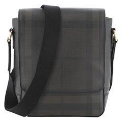 Burberry Greenford Crossbody Bag Smoked Check Coated Canvas