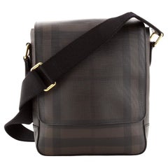 Burberry Greenford Crossbody Bag Smoked Check Coated Canvas