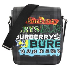 Burberry Greenford Graffiti Crossbody Bag Smoked Check Coated Canvas