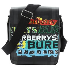Burberry Greenford Graffiti Crossbody Bag Smoked Check Coated Canvas