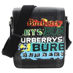 Burberry Greenford Graffiti Crossbody Bag Smoked Check Coated Canvas