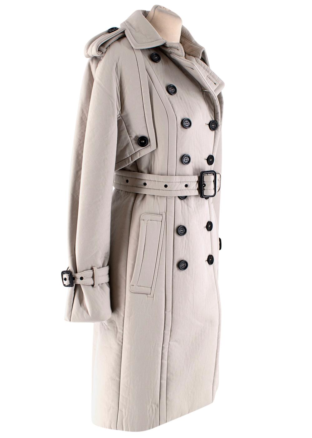 Burberry Greige Cotton and Wool Double Breasted Trench Coat - Size US 2 ...