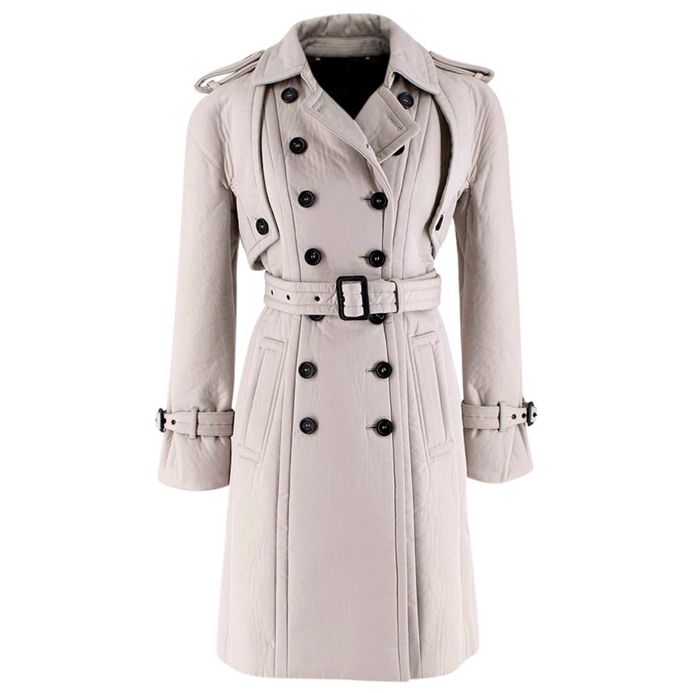 Burberry Greige Cotton & Wool Double Breasted Trench Coat - Size US 2