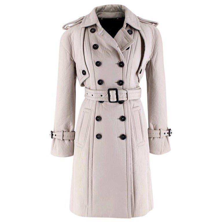 Burberry Greige Cotton and Wool Double Breasted Trench Coat - Size US 2 For  Sale at 1stDibs | greige trench coat, burberry double breasted trench coat