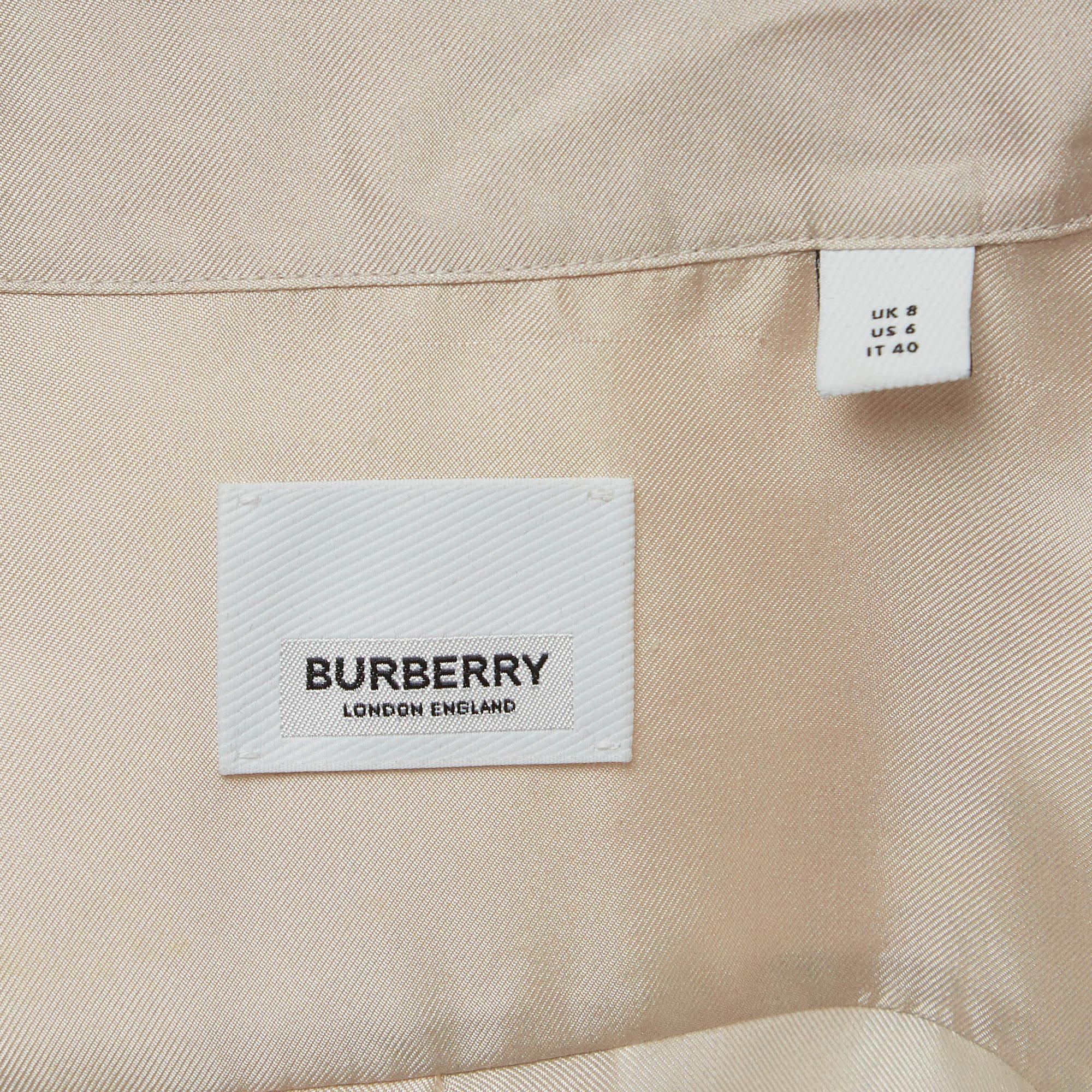 Burberry Grey Arianna Print Silk Button Front Shirt S 1