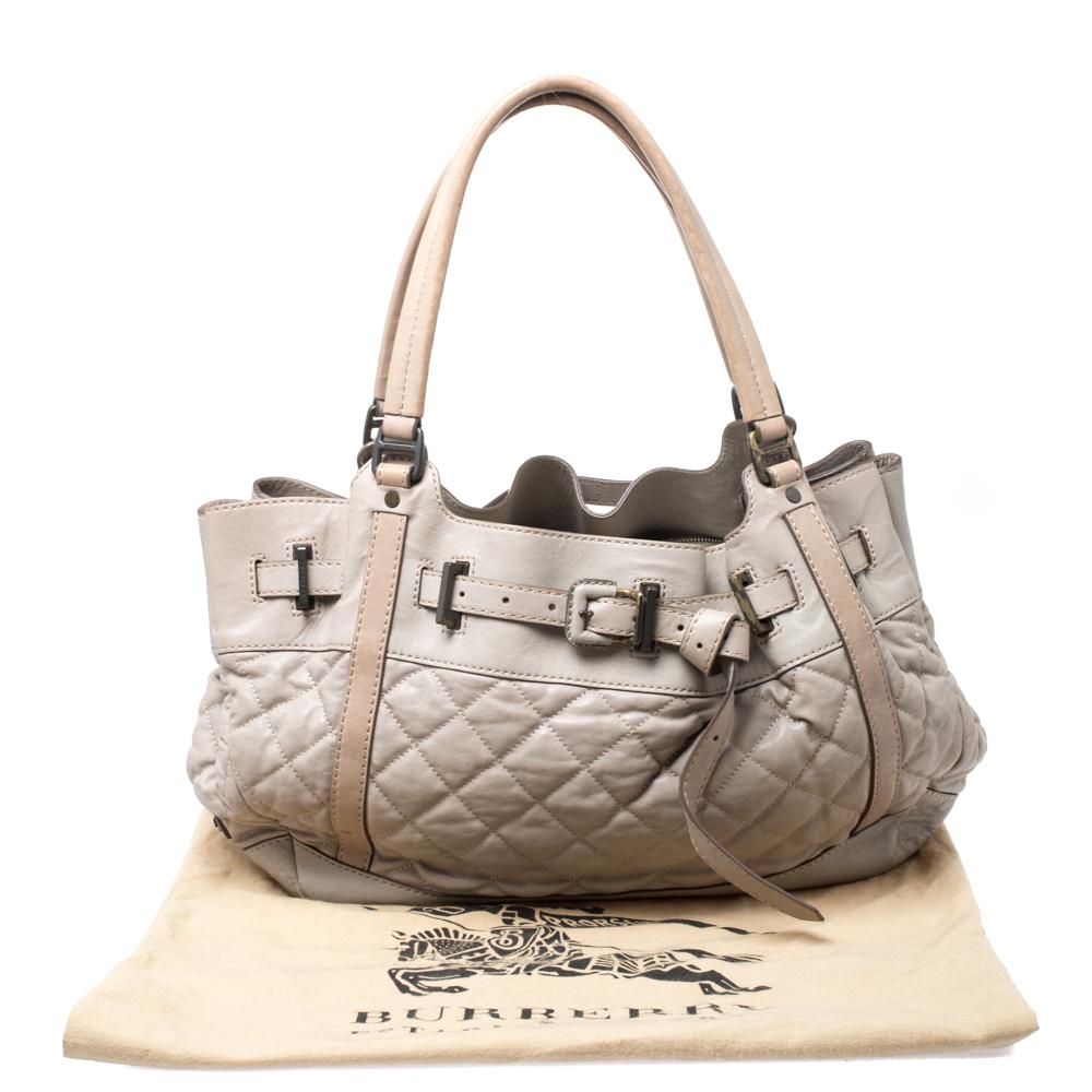 Burberry Grey/Beige Quilted Leather Enmore Hobo 7