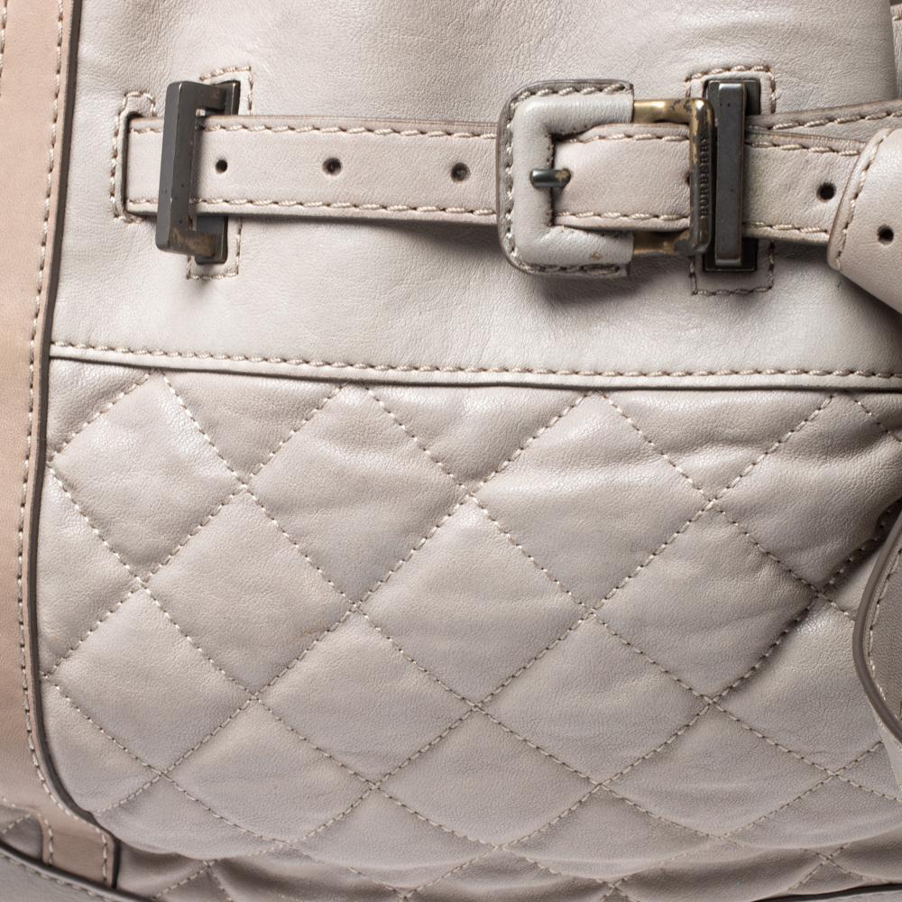 Burberry Grey/Beige Quilted Leather Enmore Hobo 4