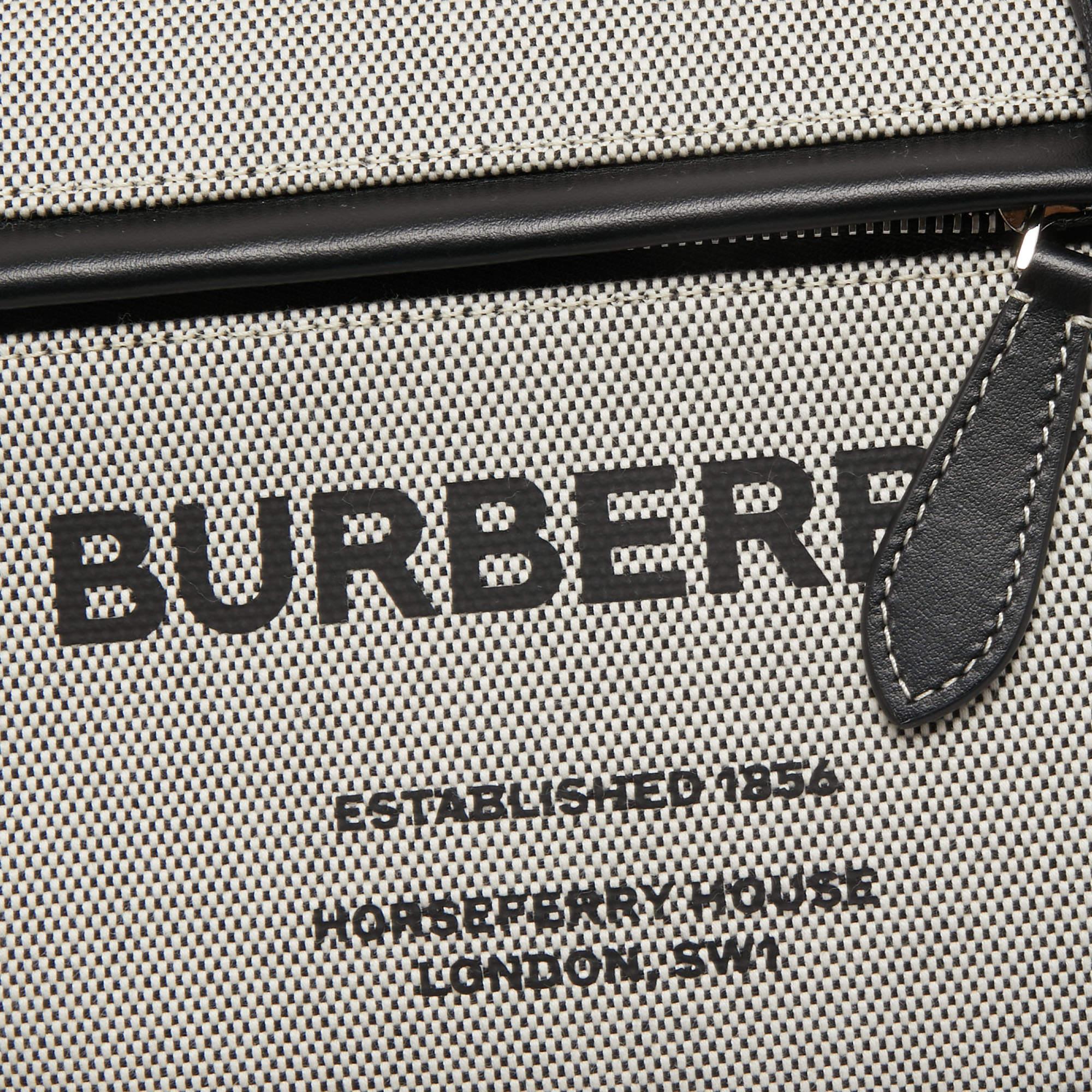 Burberry Grey/Black Canvas and Leather Small Olympia Bumbag Belt Bag 6