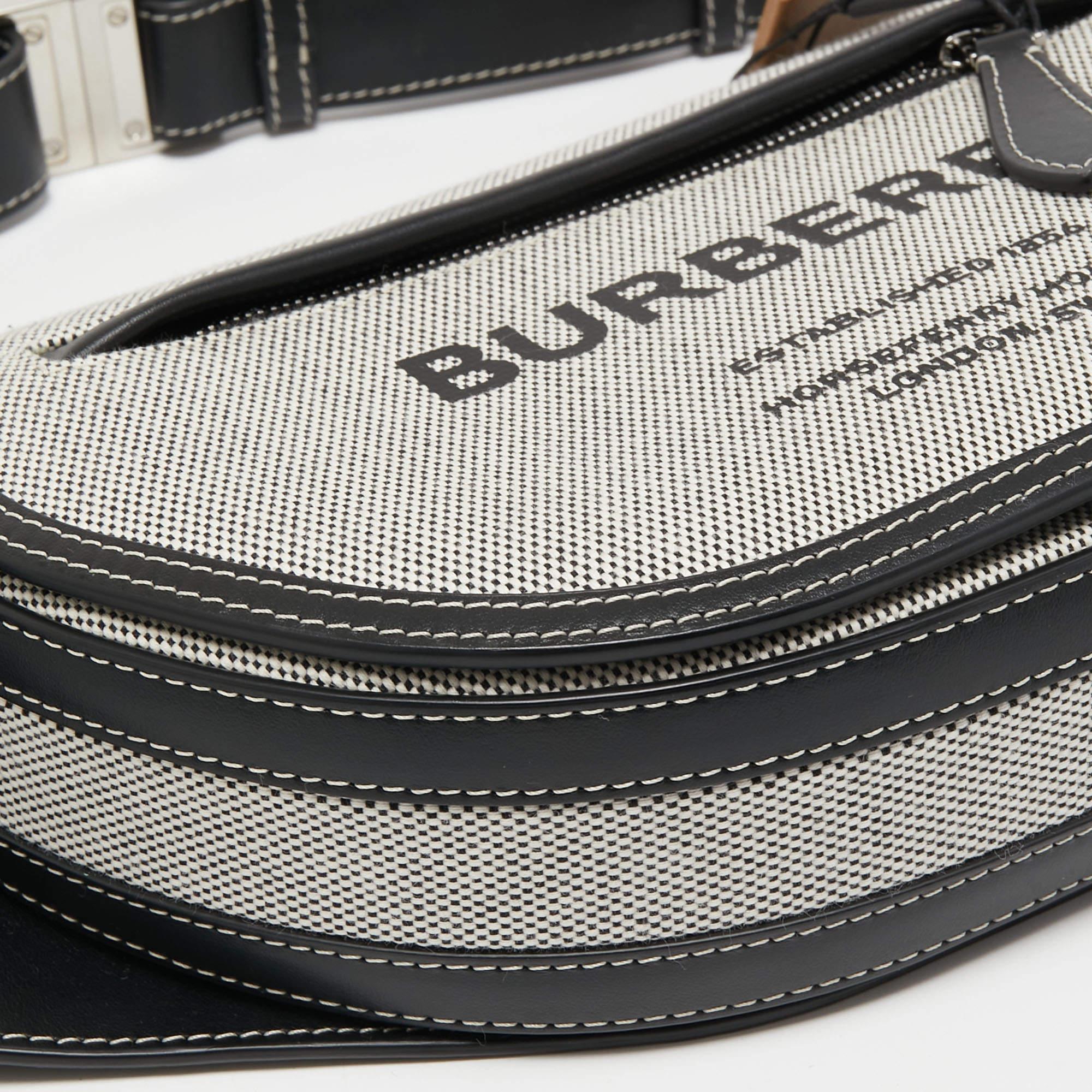 Burberry Grey/Black Canvas and Leather Small Olympia Bumbag Belt Bag 7