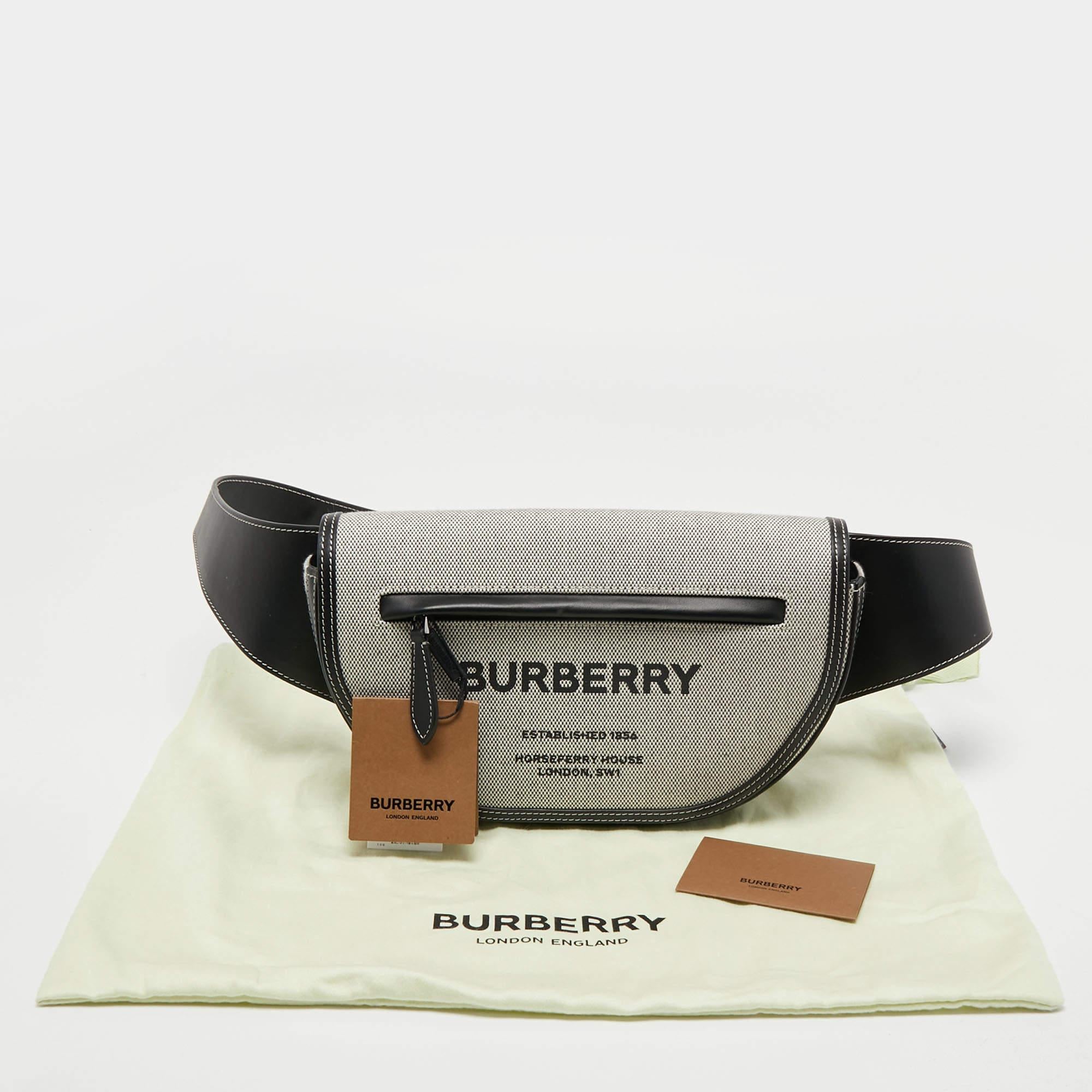 Burberry Grey/Black Canvas and Leather Small Olympia Bumbag Belt Bag 2