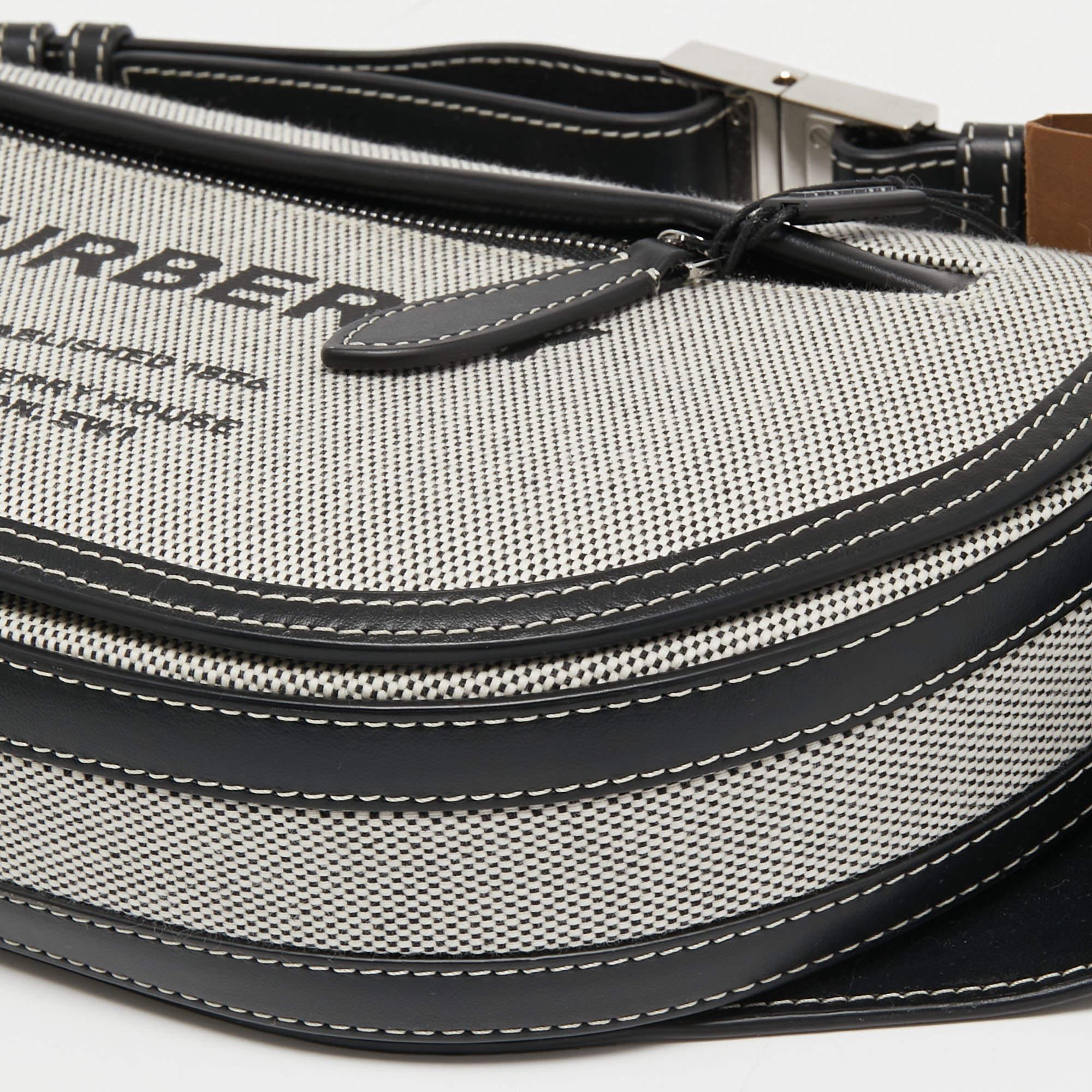 Burberry Grey/Black Canvas and Leather Small Olympia Bumbag Belt Bag 5