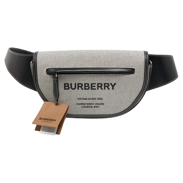 Burberry Grey/Black Canvas and Leather Small Olympia Bumbag Belt Bag For  Sale at 1stDibs