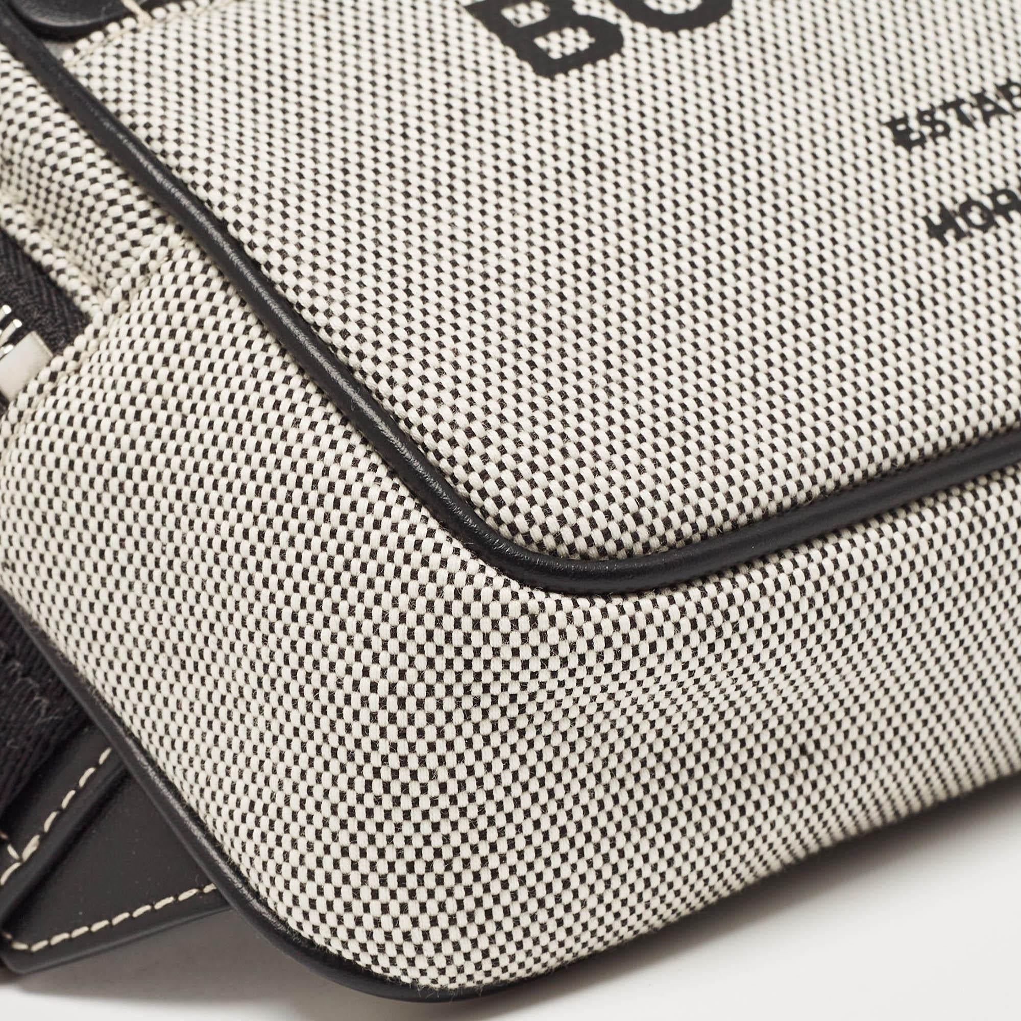 Burberry Grey/Black Canvas and Leather West Belt Bag For Sale 5