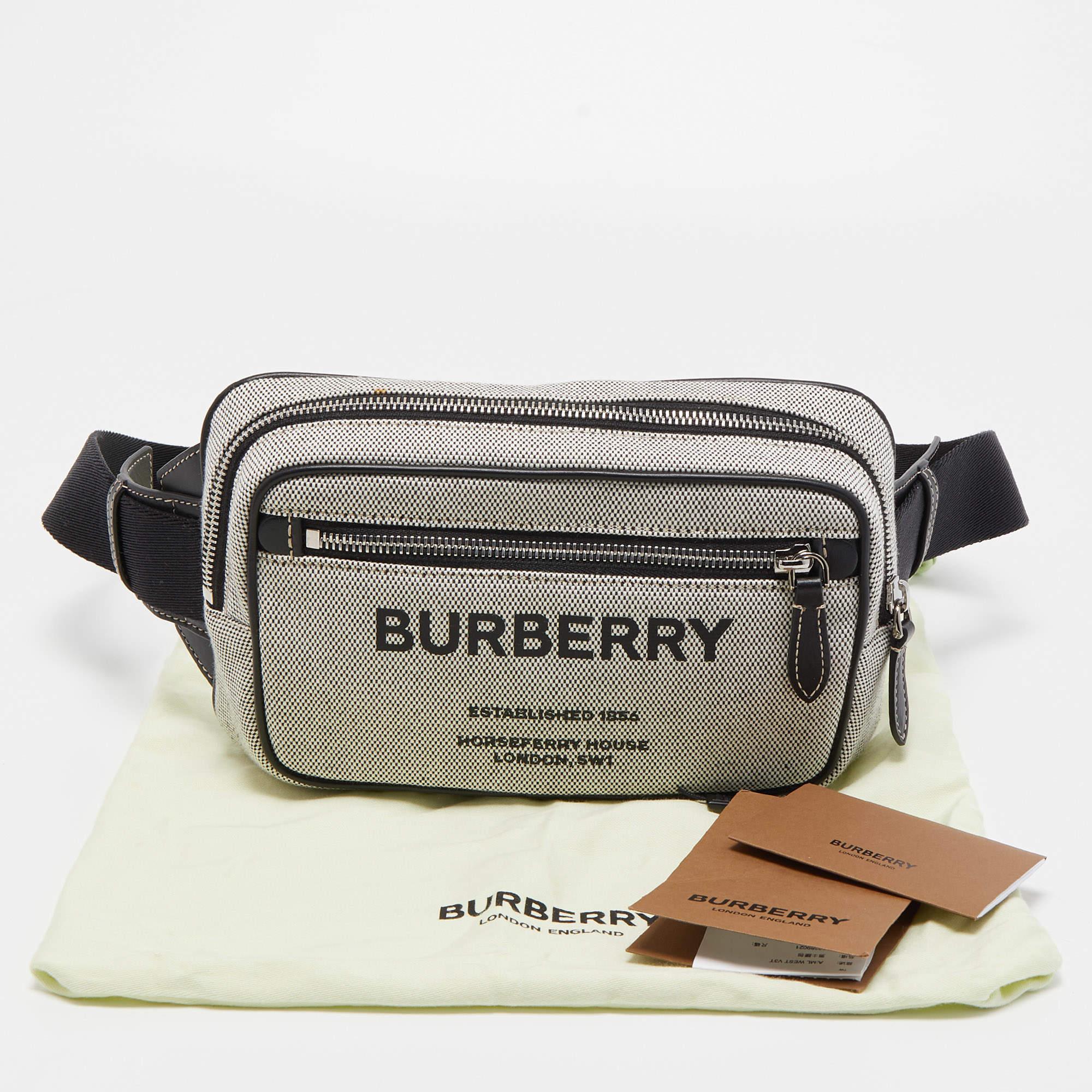 Burberry Grey/Black Canvas and Leather West Belt Bag 7