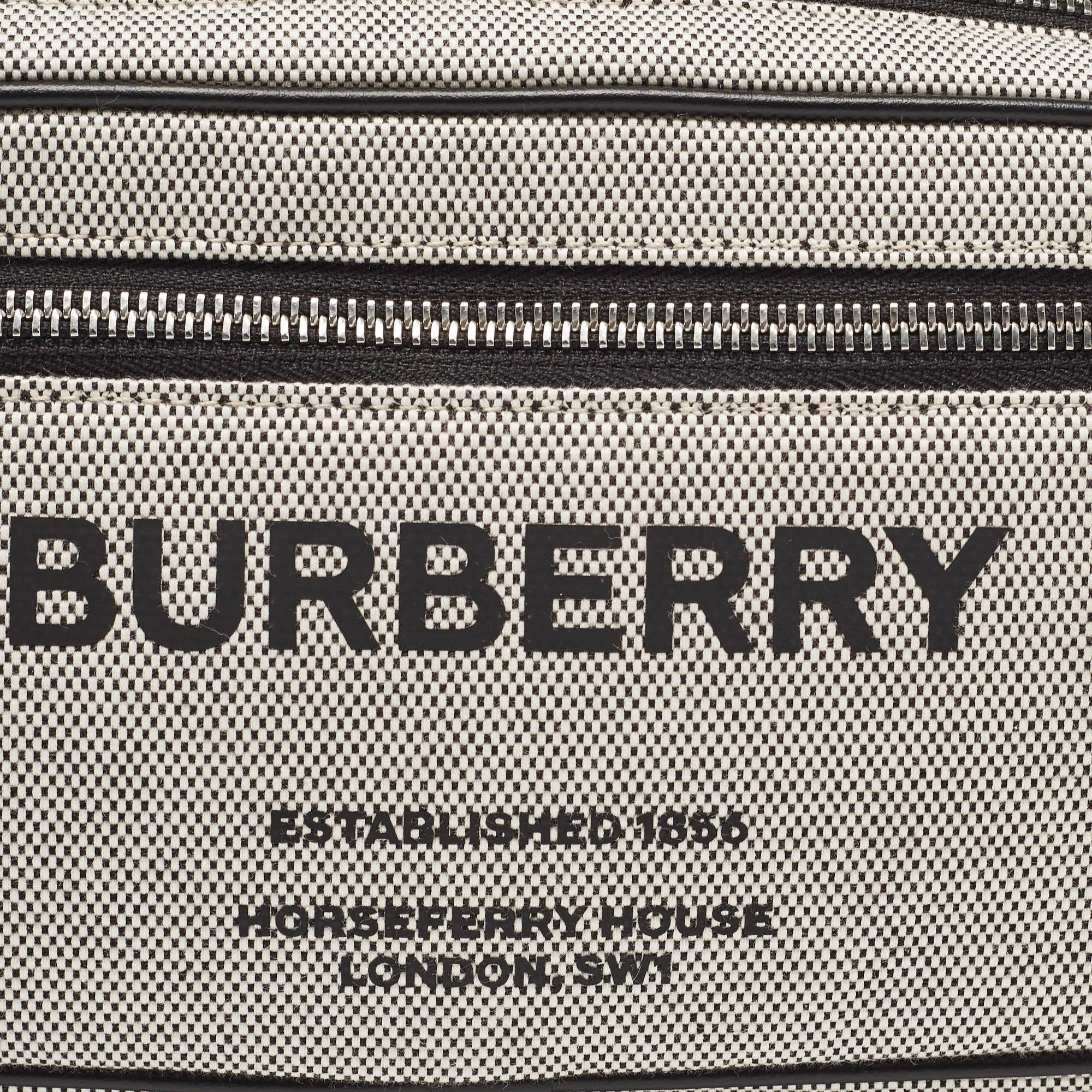 Men's Burberry Grey/Black Canvas and Leather West Belt Bag For Sale