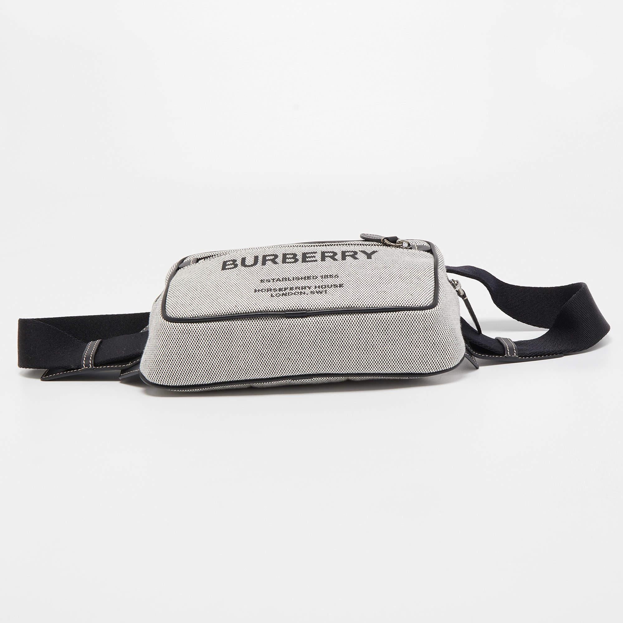 Burberry Grey/Black Canvas and Leather West Belt Bag 1