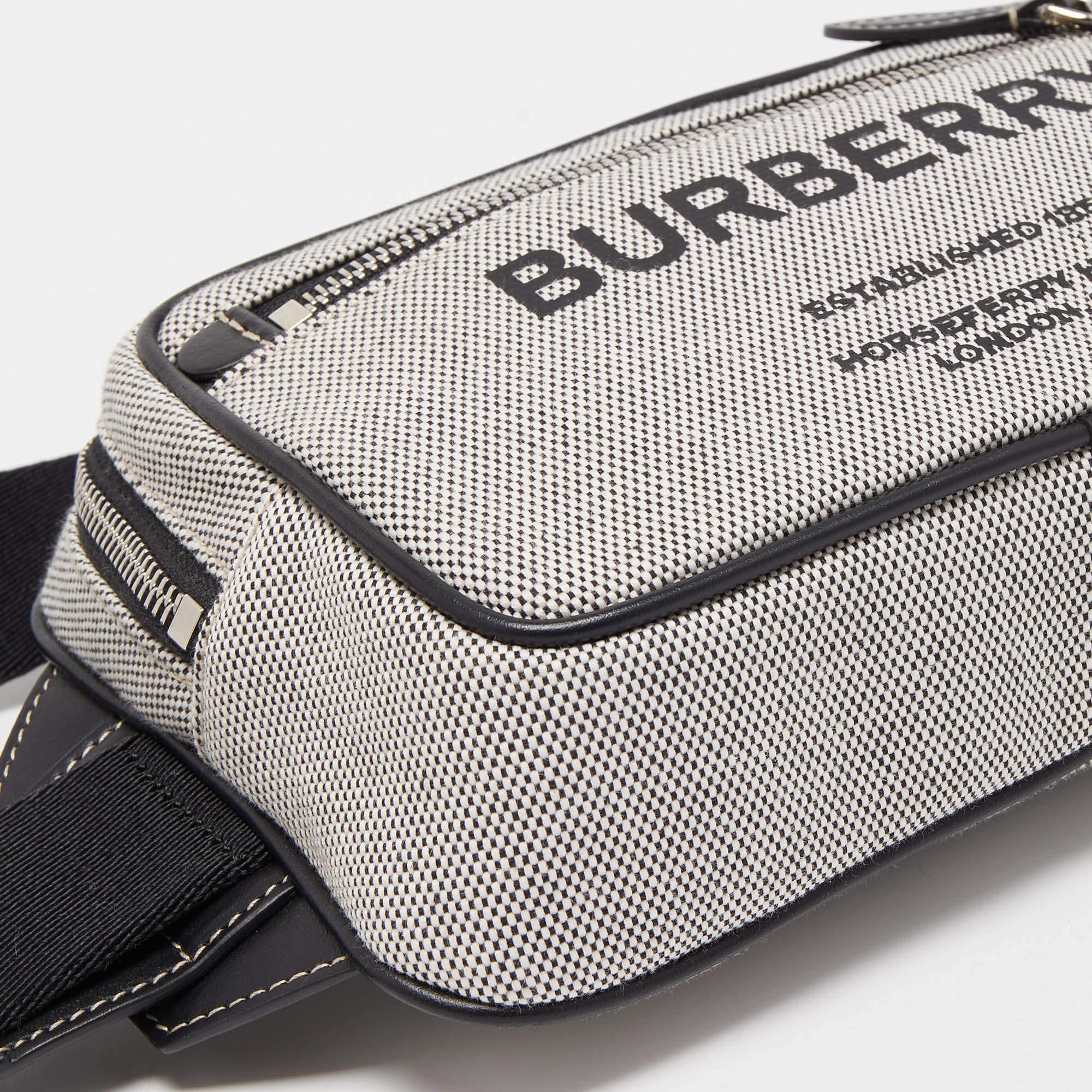 Burberry Grey/Black Canvas and Leather West Belt Bag 2