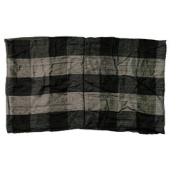 BURBERRY Grey Black Checkered Merino Wool Cashmere Snood Scarf