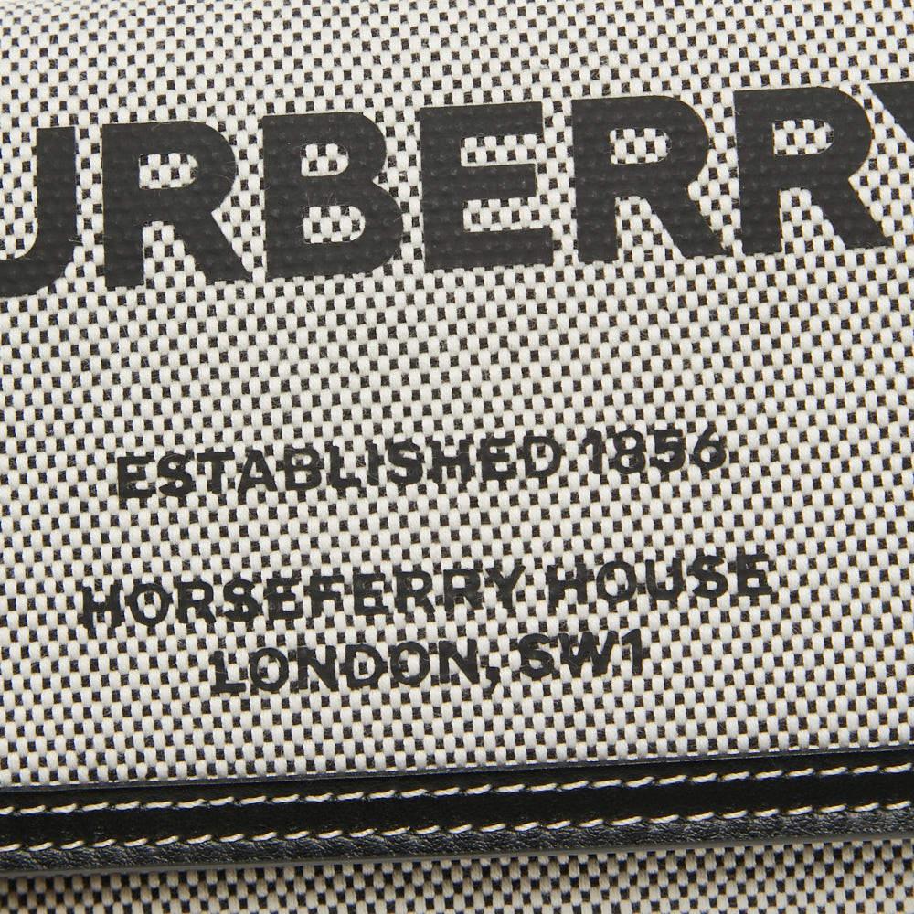 Portefeuille continental Halton en toile et cuir avec logo gris/noir de Burberry en vente 6