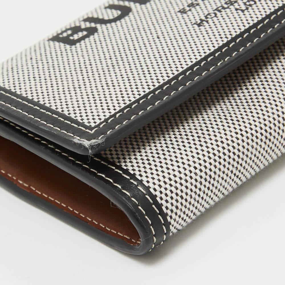 Burberry Grey/Black Logo Canvas and Leather Halton Continental Wallet 3