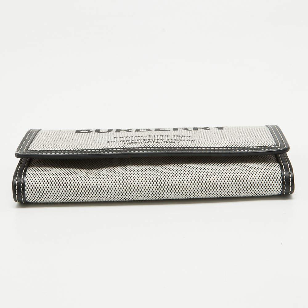 Burberry Grey/Black Logo Canvas and Leather Halton Continental Wallet 4