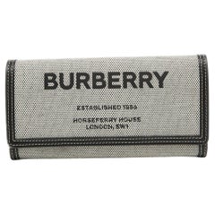 Burberry Grey/Black Logo Canvas and Leather Halton Continental Wallet