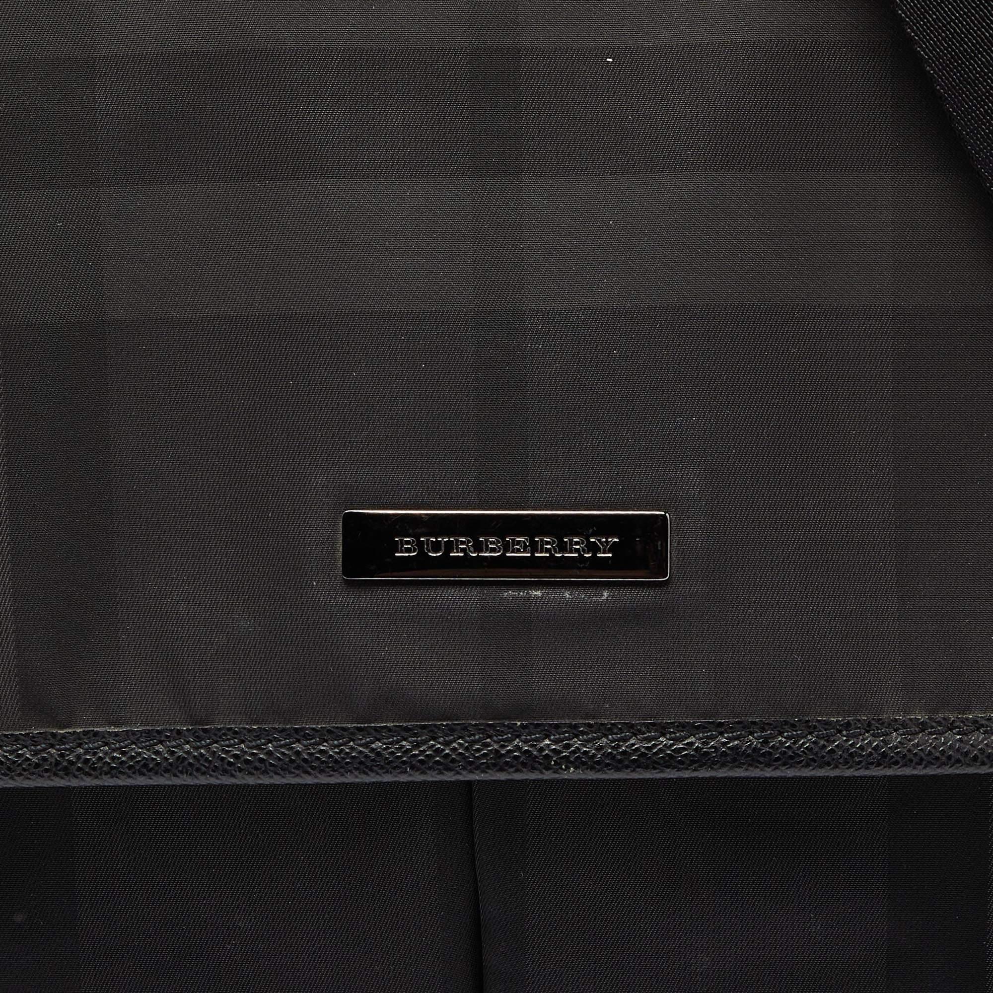 Burberry Grey/Black Smoke Check Nylon and Leather Messenger Bag 1