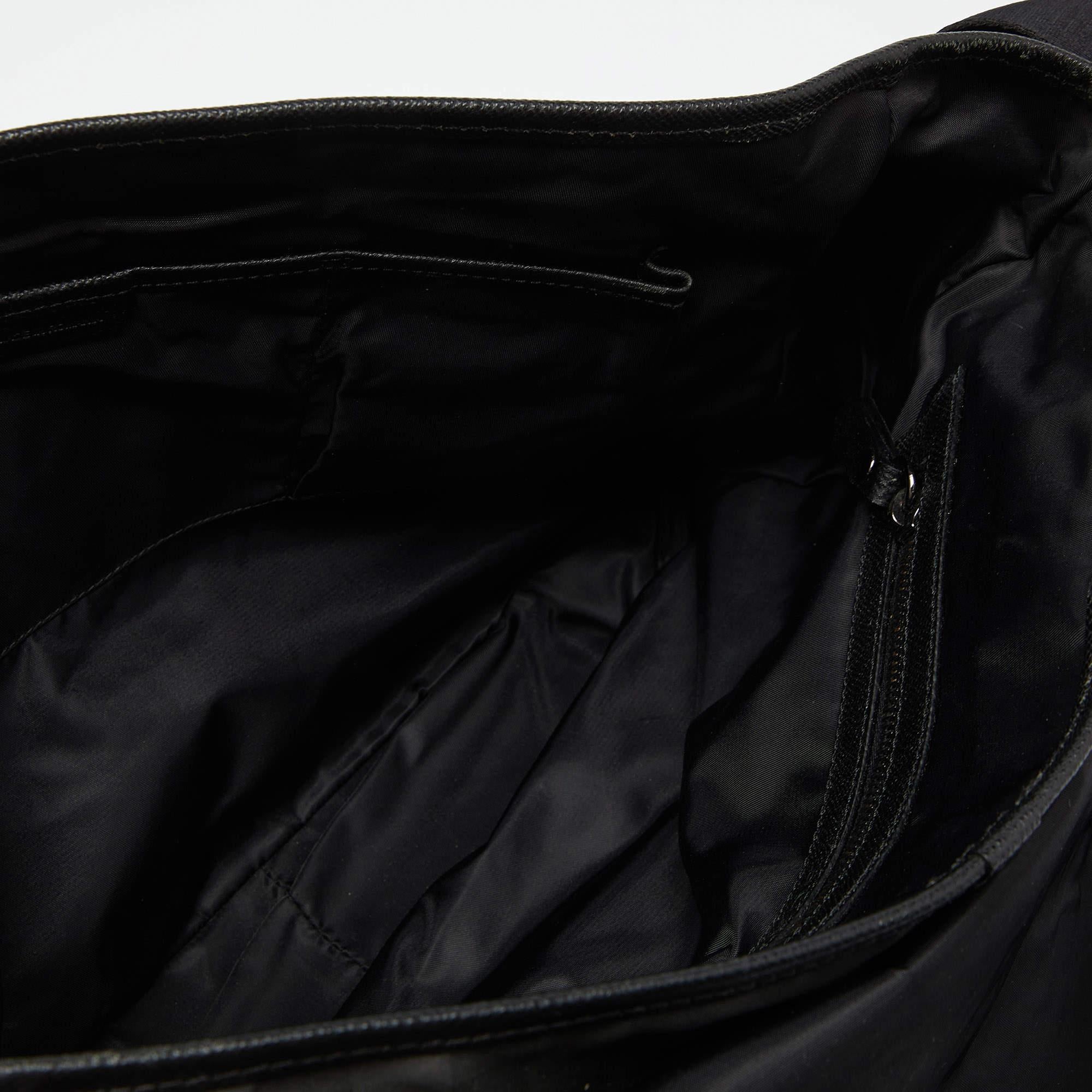 Burberry Grey/Black Smoke Check Nylon and Leather Messenger Bag 3