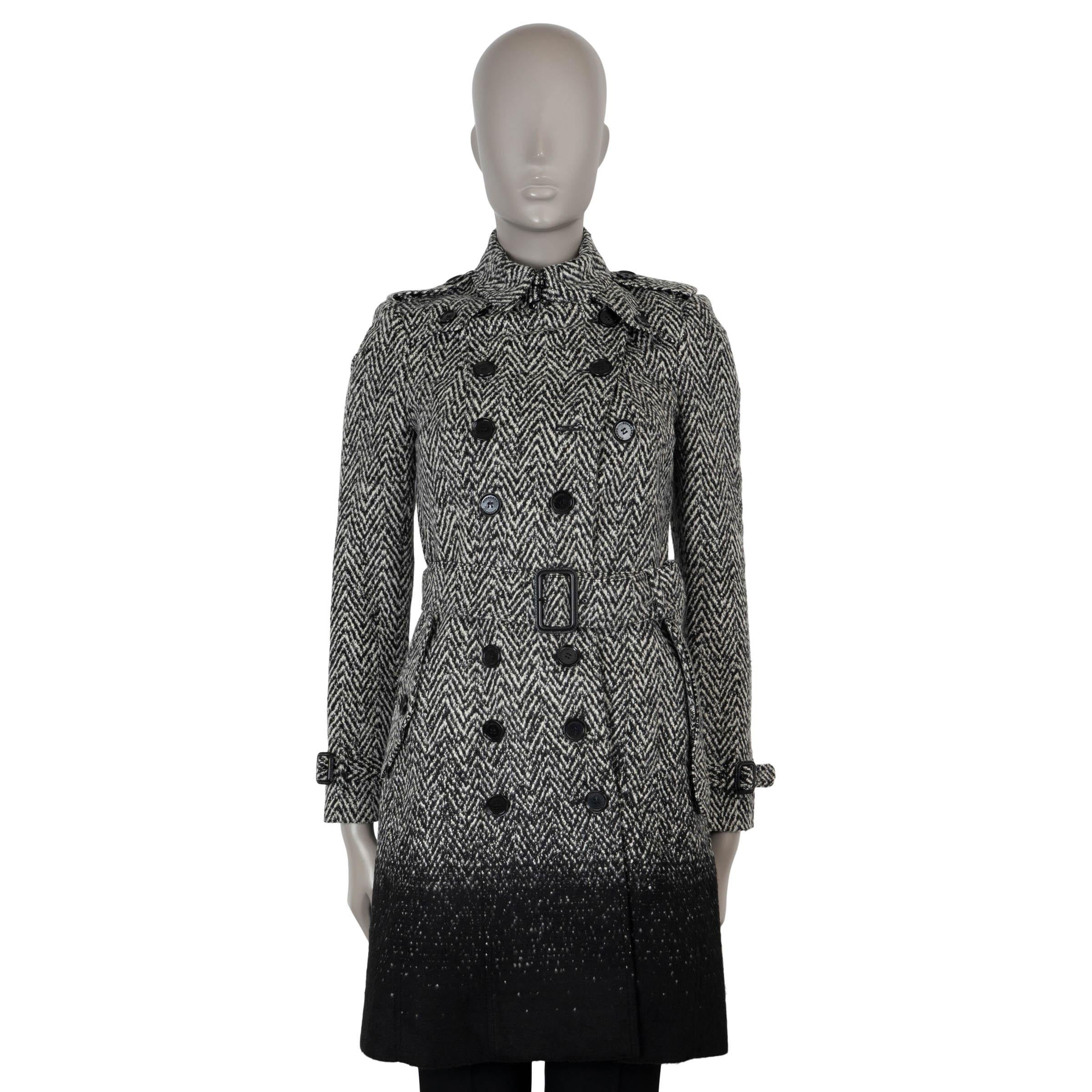 BURBERRY grey
black wool CALLCOTT GRADIENT HERRINGBONE Coat Jacket UK 4 XXS