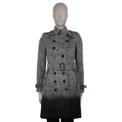 BURBERRY grey & black wool CALLCOTT GRADIENT HERRINGBONE Coat Jacket UK 4 XXS