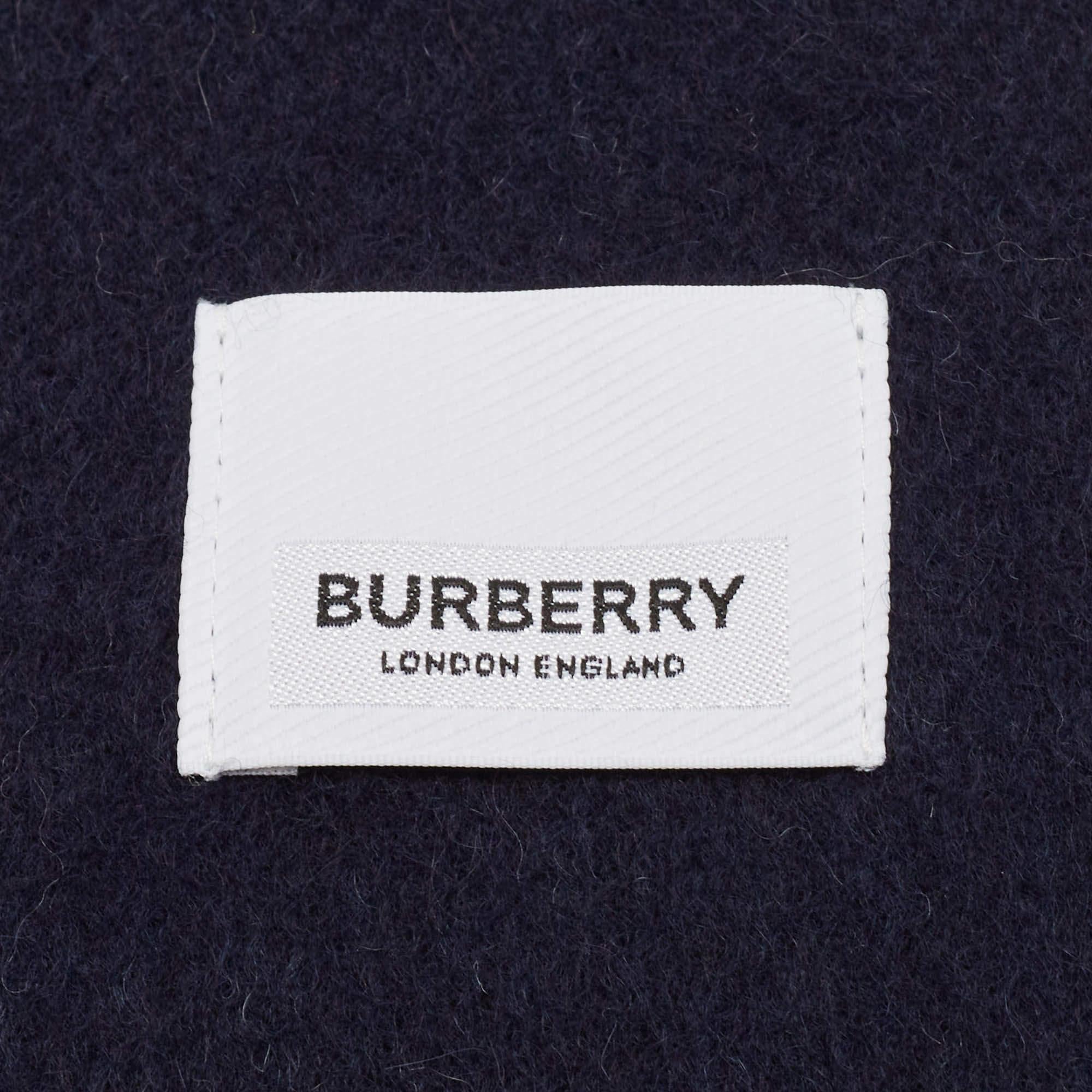 Donna Sciarpa reversibile Burberry in cashmere spazzolato grigio/blu in vendita