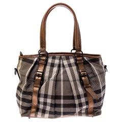 Burberry Grey/Brown Smoke Check Canvas and Leather Northfield Tote