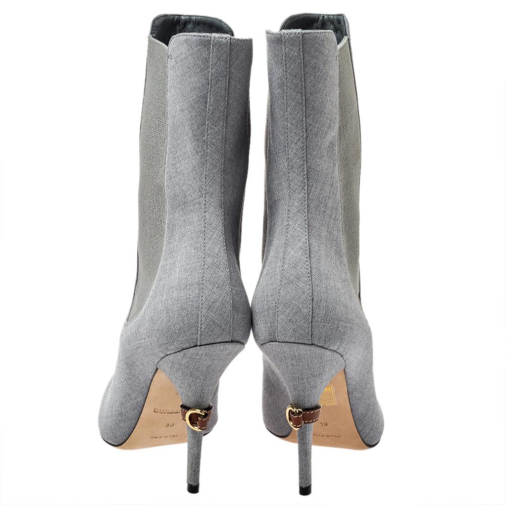 Burberry Botines Kenzie de lona gris y tejido elástico con puntera abierta Talla 37 2