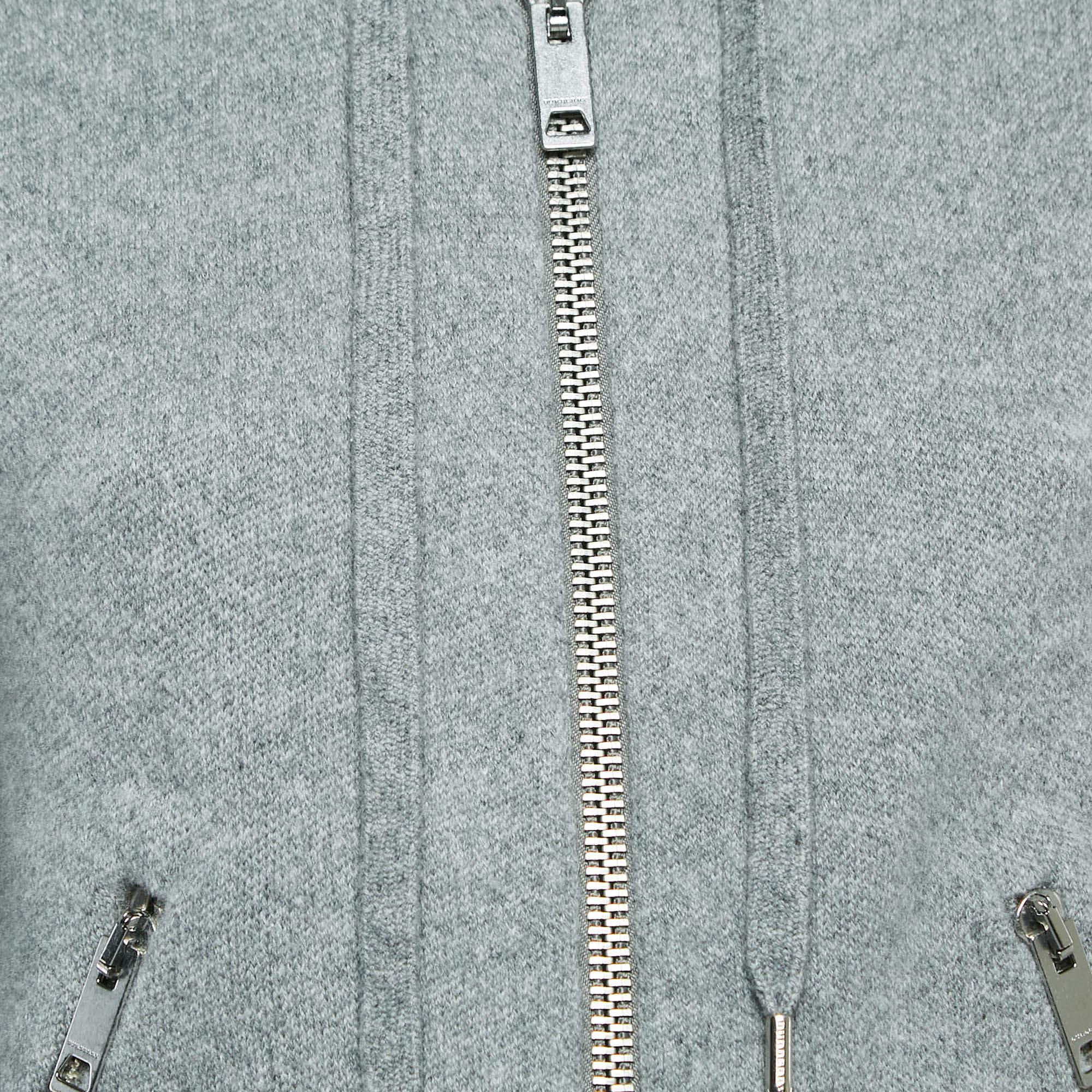 Gray Burberry Grey Cashmere Knit Jacket and Sweatpants Set S