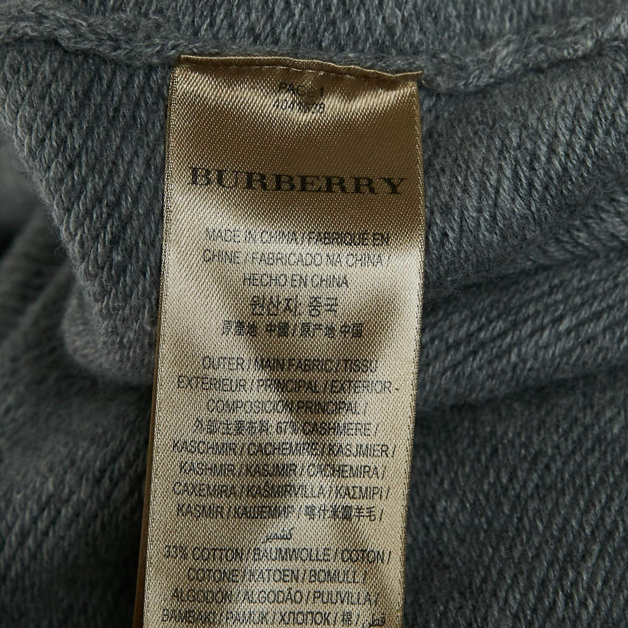 Burberry Grey Cashmere Knit Jacket and Sweatpants Set S 2