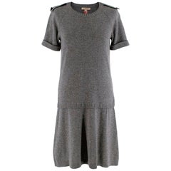 Burberry Grey Cashmere Short Sleeve Dress - Size M
