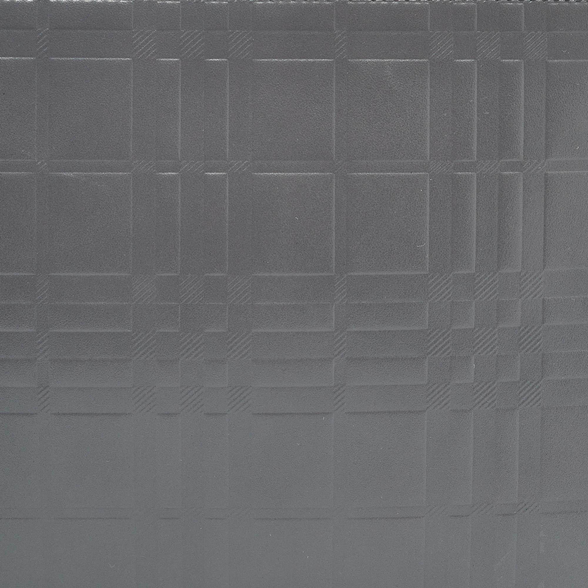 Men's Burberry Grey Check Embossed Leather Edin Zip Pouch