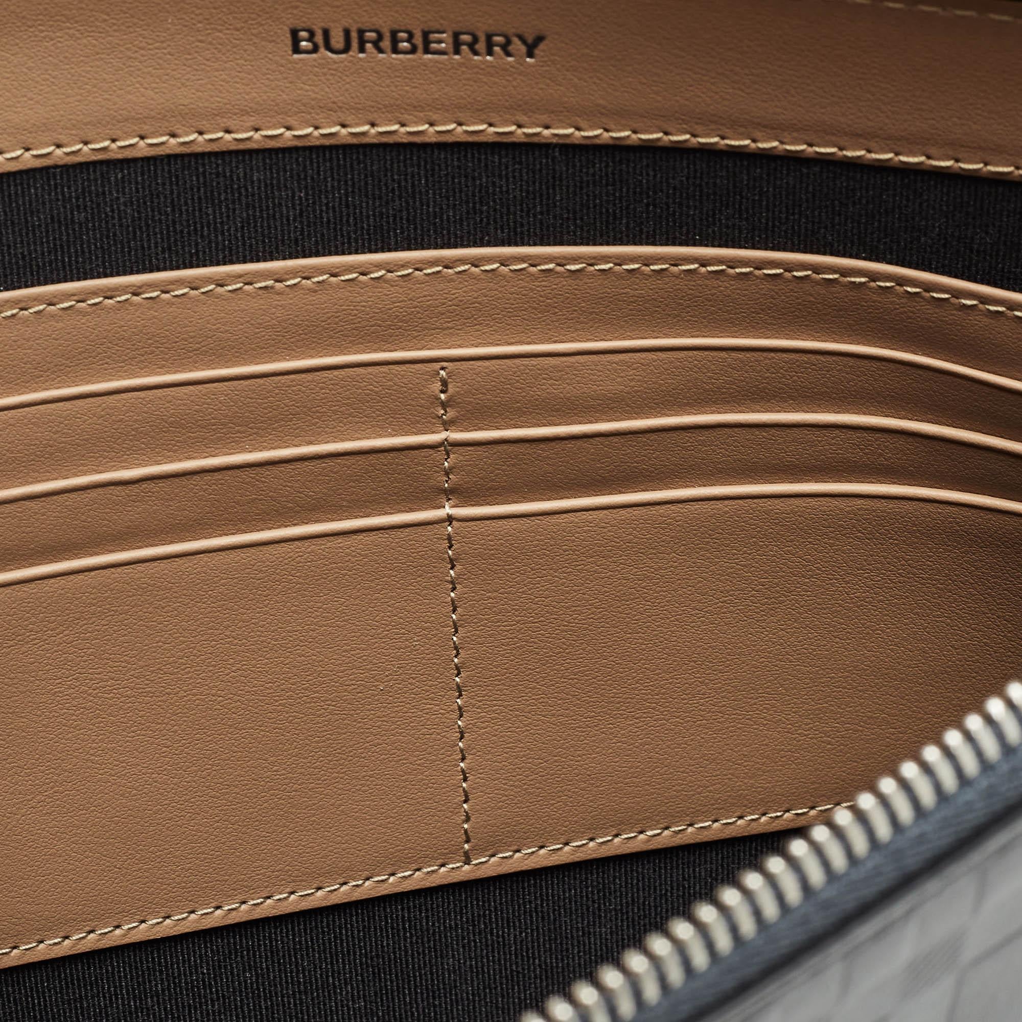 Burberry Grey Check Embossed Leather Edin Zip Pouch 3