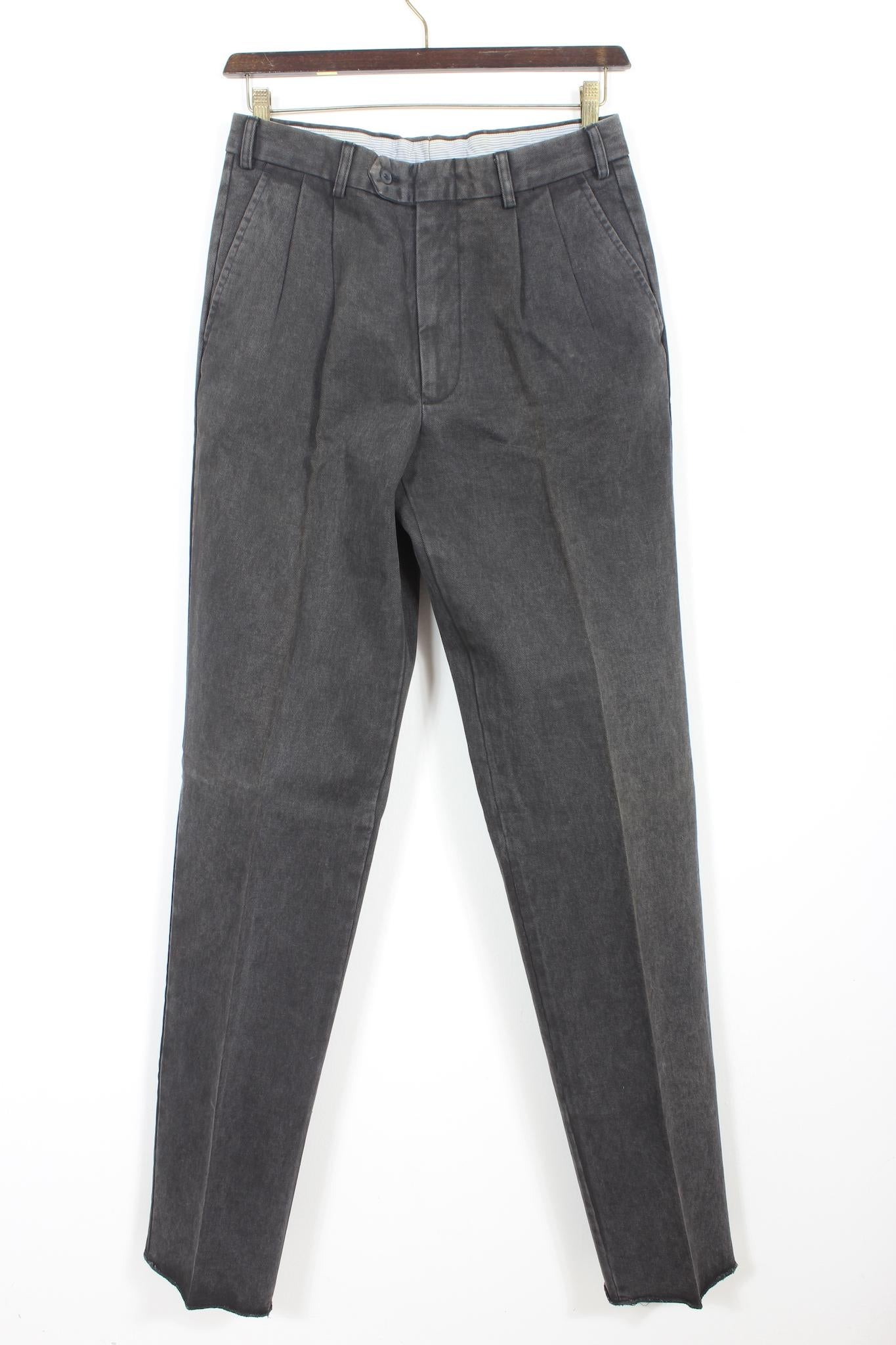 Black Burberry Grey Cotton Classic Denim Pants 90s For Sale