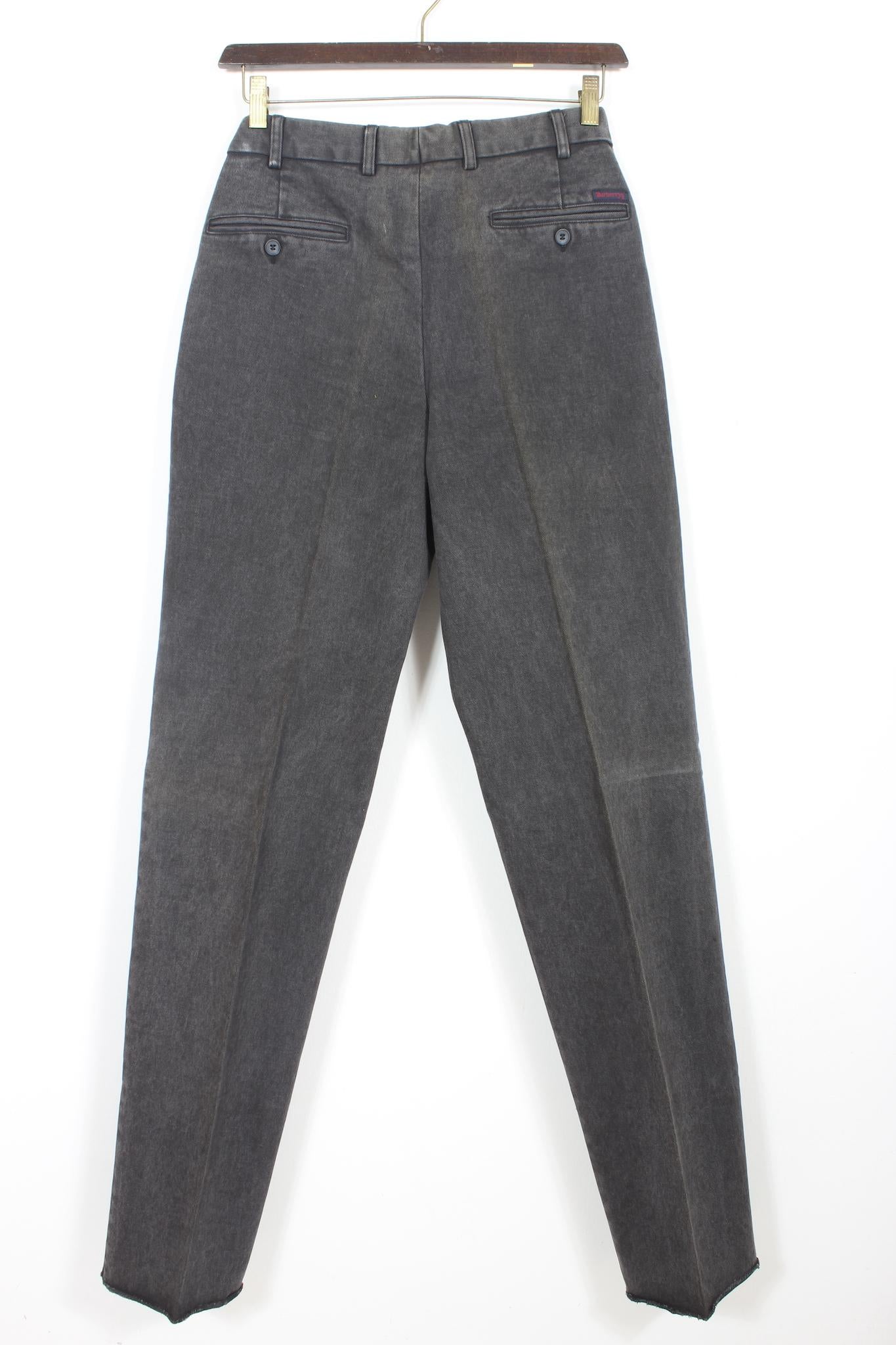 Burberry Grey Cotton Classic Denim Pants 90s In Excellent Condition For Sale In Brindisi, Bt