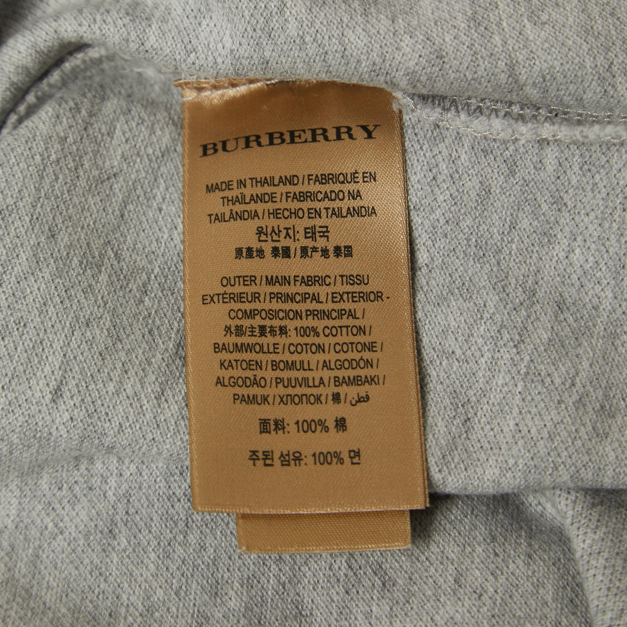 Women's Burberry Grey Cotton Pique Polo T-Shirt L