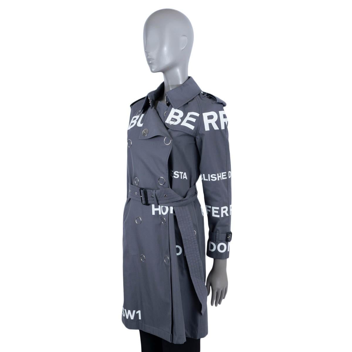 Women's BURBERRY grey cotton WHARFBRIDGE HORSEFERRY Trench Coat Jacket 2 XXS For Sale