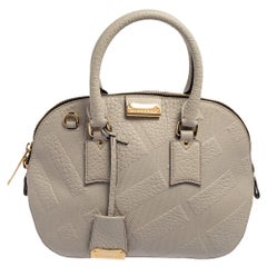 Burberry Grey Embossed Leather Small Orchard Bowler Bag