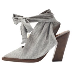 Burberry Grey Fabric Mule Sandals Size 37